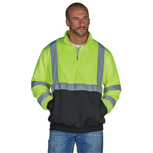 Quarter Zip Hi-Vis Sweatshirt | Lime Green/Black / M
