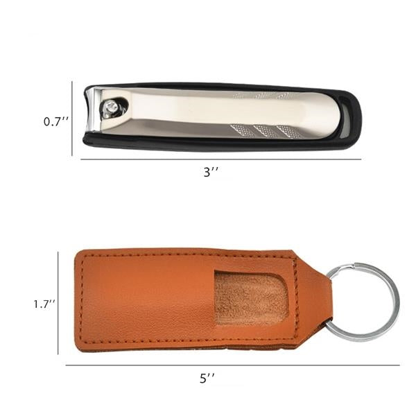 Nail Clippers with Leather Keychain Case