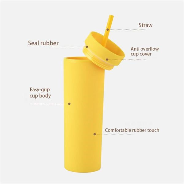 Sport Water Bottle With Straw - 16oz