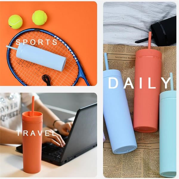 Sport Water Bottle With Straw - 16oz