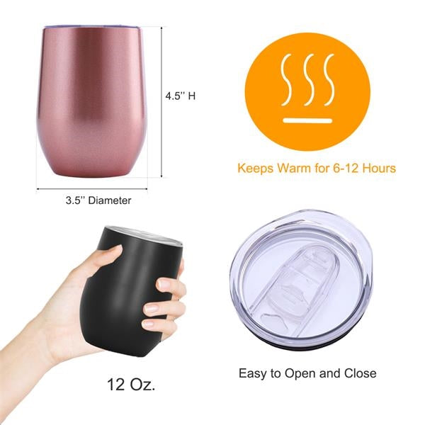 12 oz Stainless Steel Insulated Wine Tumbler