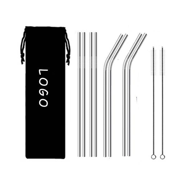 BPA-Free Stainless Steel Straws with Bag - 10 Pcs
