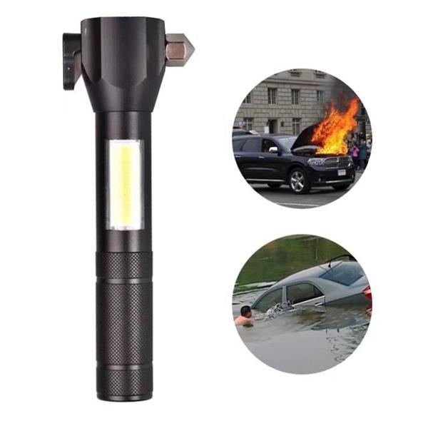 LED Rechargeable Flashlight with Emergency Hammer