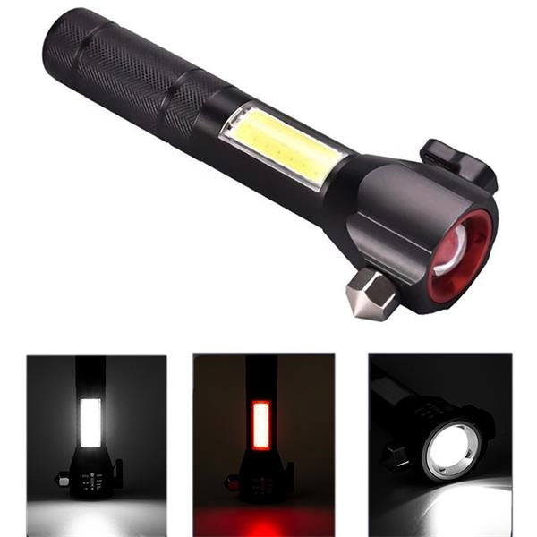 LED Rechargeable Flashlight with Emergency Hammer