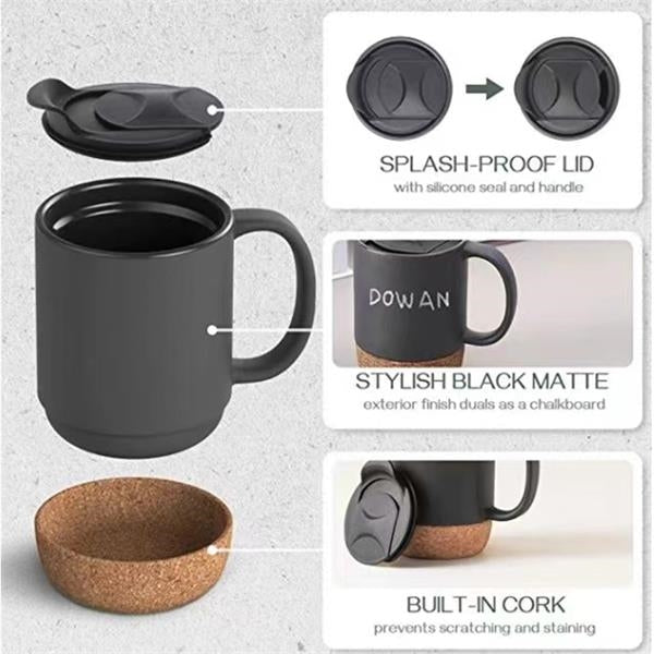 14 oz Cork Base Ceramic Coffee Mug