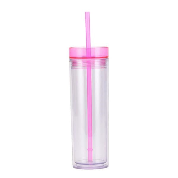 Plastic Tumbler with Straw - 16oz