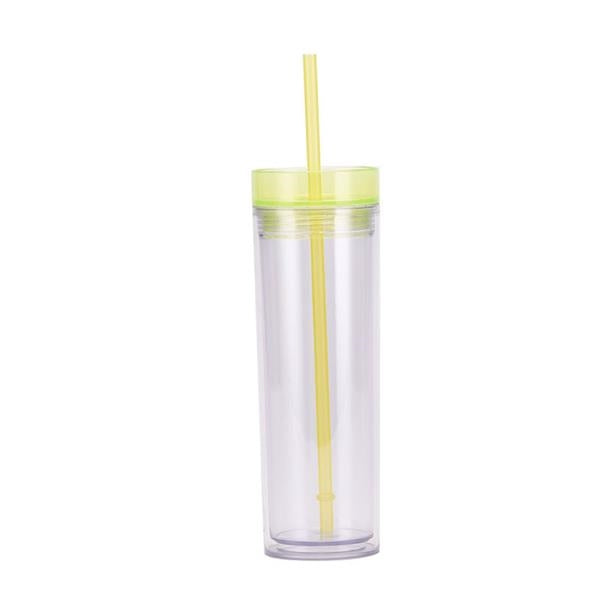 Plastic Tumbler with Straw - 16oz