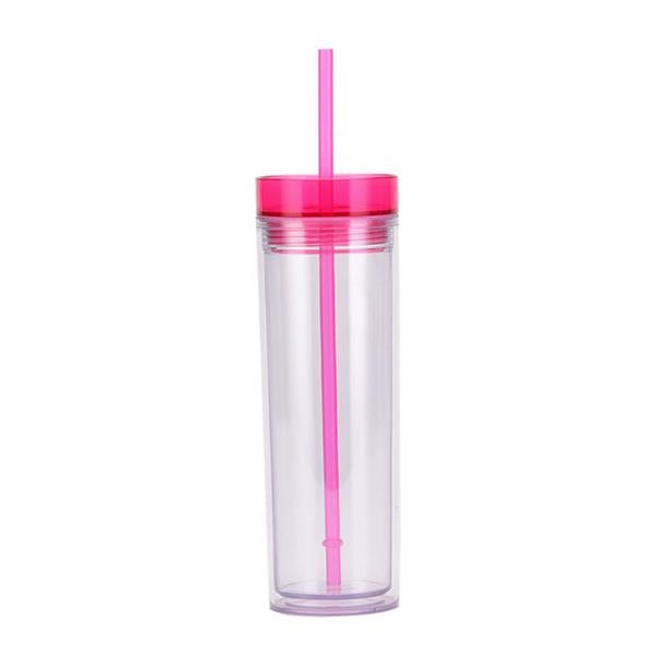 Plastic Tumbler with Straw - 16oz