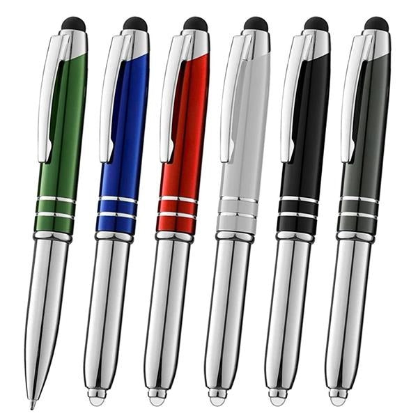 3-in-1 Metal Pen with Stylus and LED Flashlight