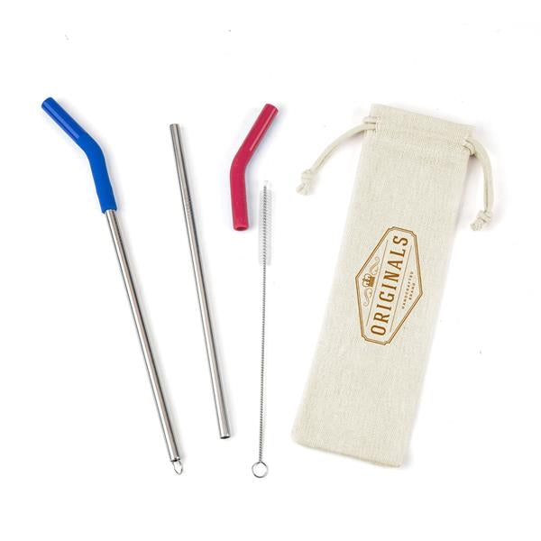 Reusable Stainless Steel Two Straw Set