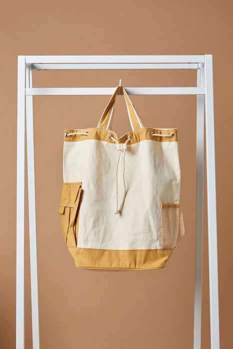 Drawstring Duffle Backpack - 12 Oz Natural Canvas (18 x 19 x 8)