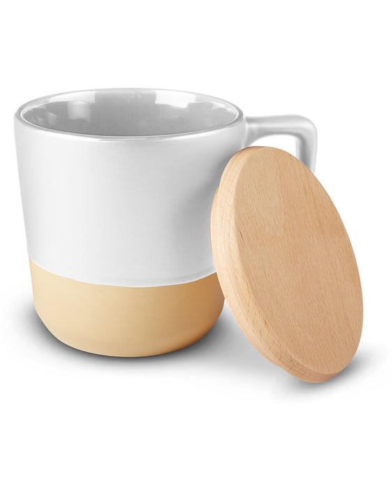 16.5 oz Ceramic Mug With Wood Lid