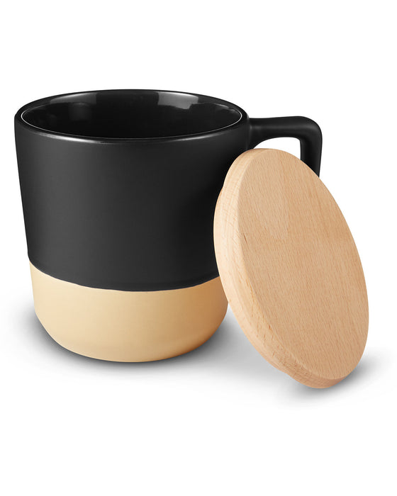 16.5 oz Ceramic Mug With Wood Lid
