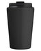 Closeup product image of black tumbler with a black lid 