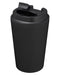 Closeup product image of black tumbler with a black lid 