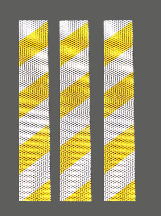 Safety Marker Peel & Stick Highly Reflective Strips Yellow White Stripes 3 Pack